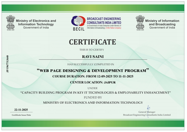 Web Page Designing & Development Program